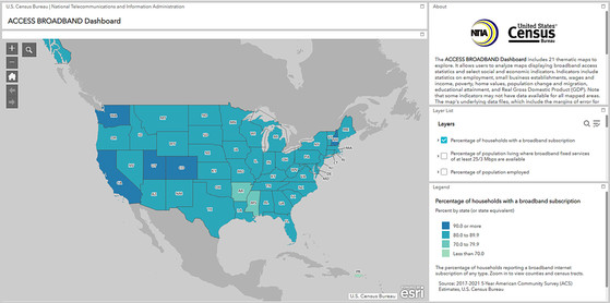 Screenshot of Broadband Access Map