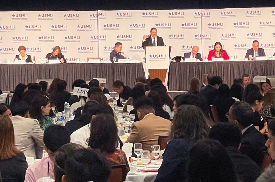 Census Bureau Director Robert Santos speaks at the U.S. Hispanic Leadership Institute Conference in Chicago.