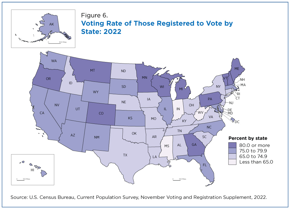 Map on voter turnout by state