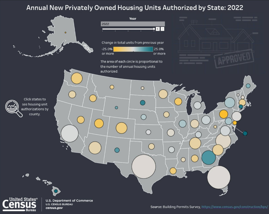 Annual New Privately Owned Housing Units Authorized By State 2022