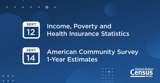 September 12: Income, Poverty and Health Insurance Statistics; September 14: American Community Survey 1-Year Estimates