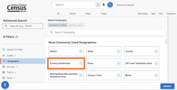 Census Data Platform: Advanced search