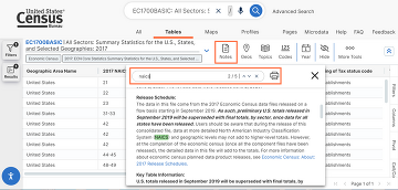 Searching for data on the Census Data Platform