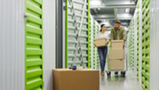 People inside a self-storage facility  