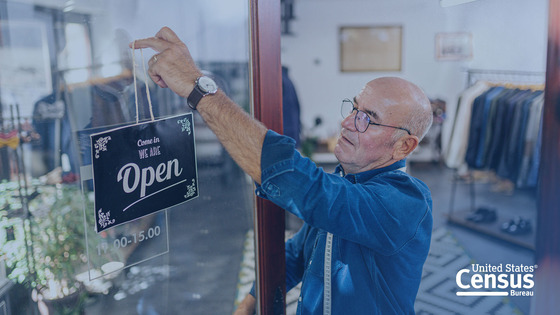 Man putting open sign in store window