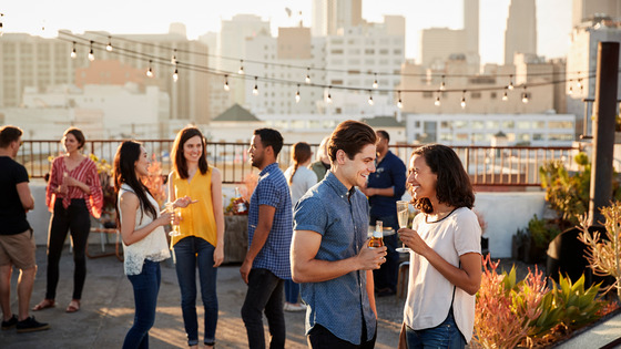 A diverse group of adults at a social gathering