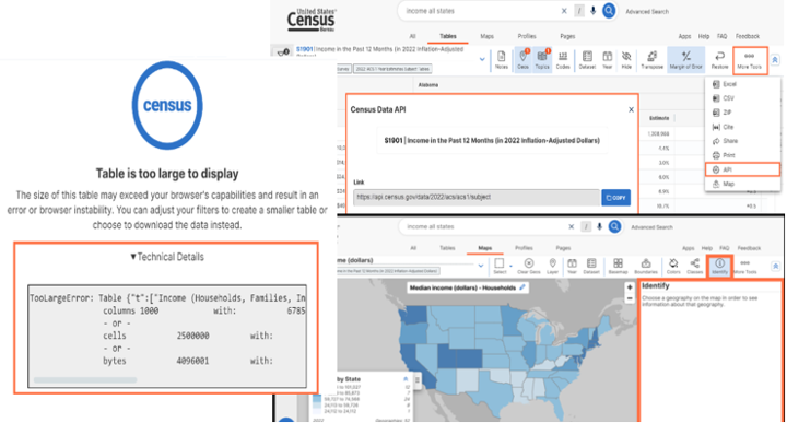 Data tables on the Census Data Platform