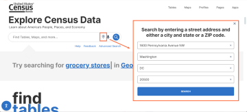 Searching for a specific address on the Census Data Platform