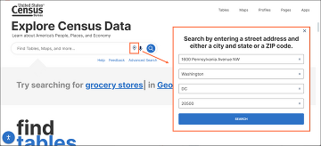 Search by address on Census Data Platform: Homepage