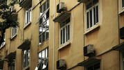 Air conditioning units on the wall of a building. 