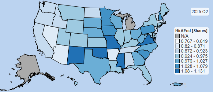 2025 Q2 End-of-Quarter Hires by State 