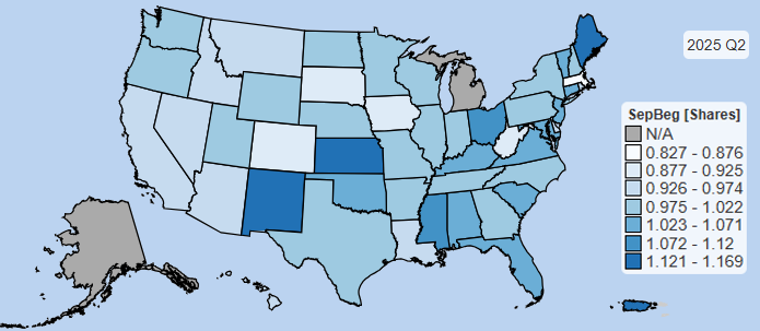2025 Q2 Beginning-of-Quarter Separations by State