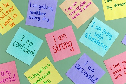 Sticky notes with positive affirmations