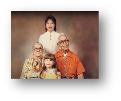 Ms. Villarreal of Pojoaque Pueblo, New Mexico, shares her family photo in the video "Caring and Tradition" for NICOA's Native Elder Storytelling Project.