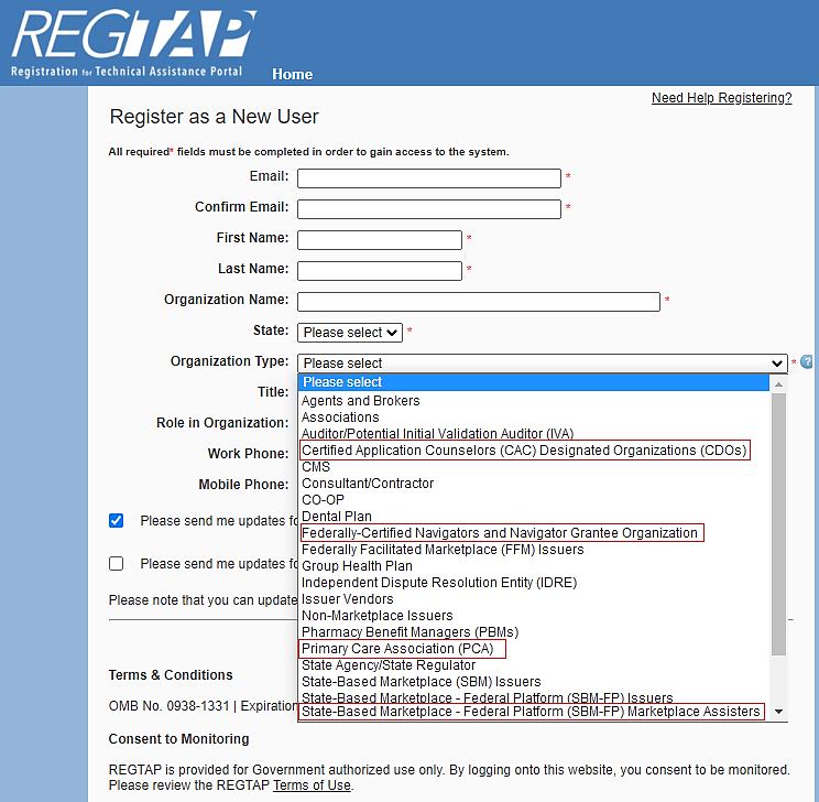 REGTAP Assister Account Registration Graphic
