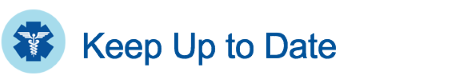 Keep up to date text with medical symbol