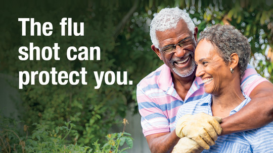 "The flu shot can protect you." image, linked to https://www.medicare.gov/coverage/flu-shots