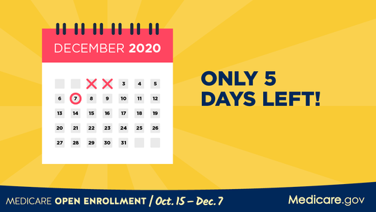 "Only 5 days left" image linked to https://www.medicare.gov/plan-compare