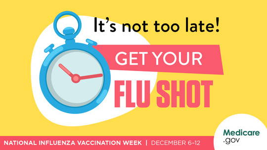 "It's not too late! Get your flu shot." linked image