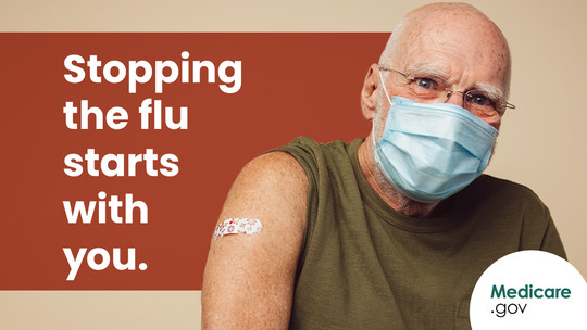 "Stopping the flu starts with you." Medicare.gov linked image.