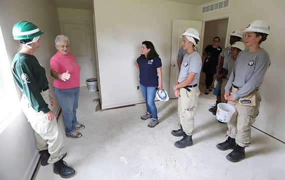 Rep. Virginia Foxx joined CNCS CEO Barbara Stewart and AmeriCorps members for a Habitat for Humanity project on the 9/11 Day of Service.
