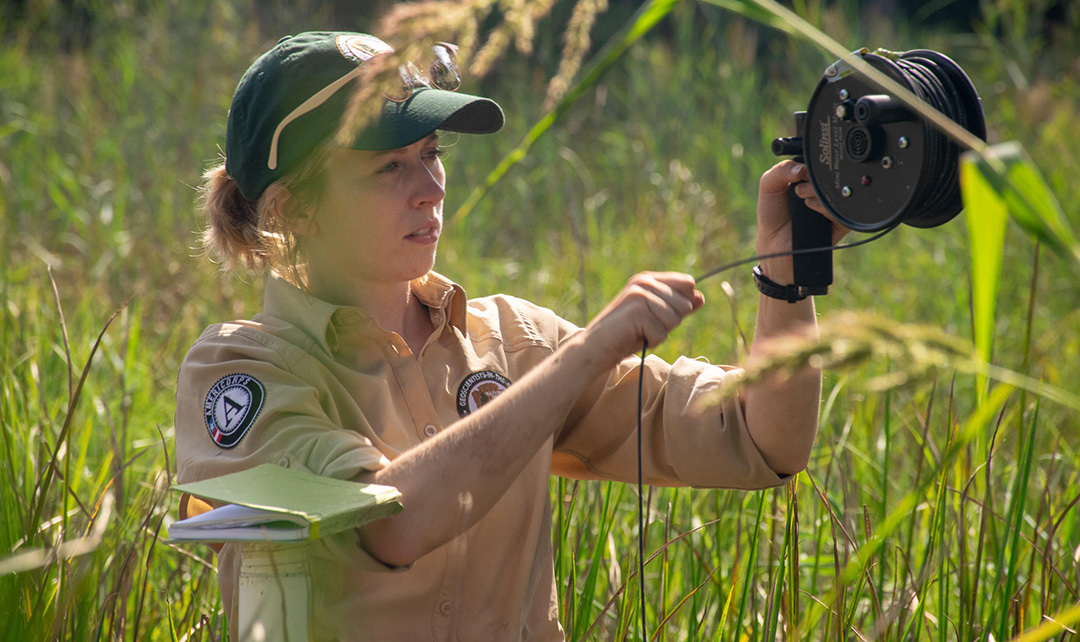  AmeriCorps member Jennifer Cramer serves in the National Park Service Geoscientists-in-the-Parks program in Virginia.