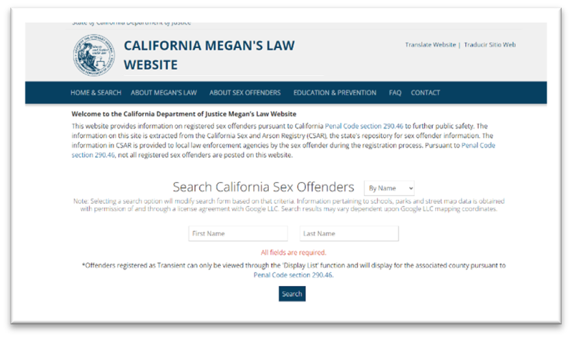 California Website