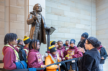 School Group at the Frederick Douglass Statue