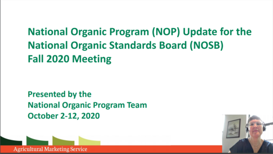 NOP Update for FA 2020 NOSB Meeting
