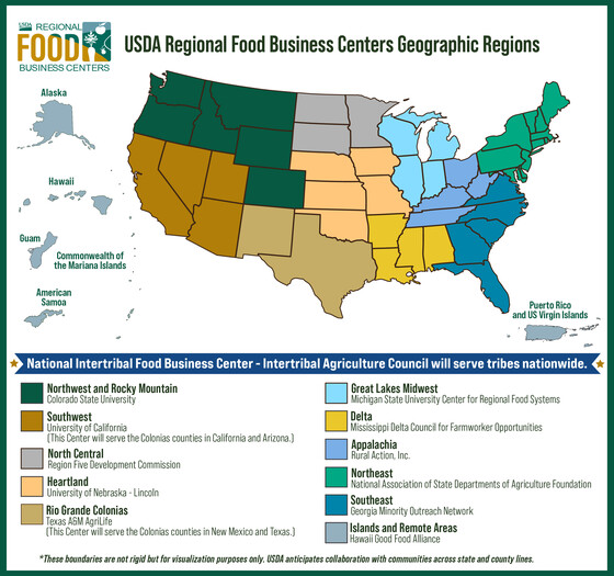 USDA Regional Food Business Center Geographic Regions Map