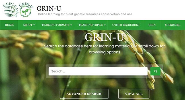 Screenshot of GRIN-U website