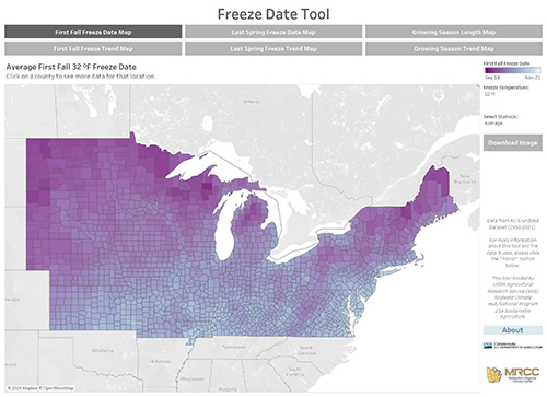 Screen shot from Frost Freeze Tool website