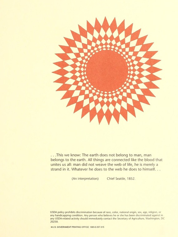 An orange mandala against a cream background with a black textual quotation