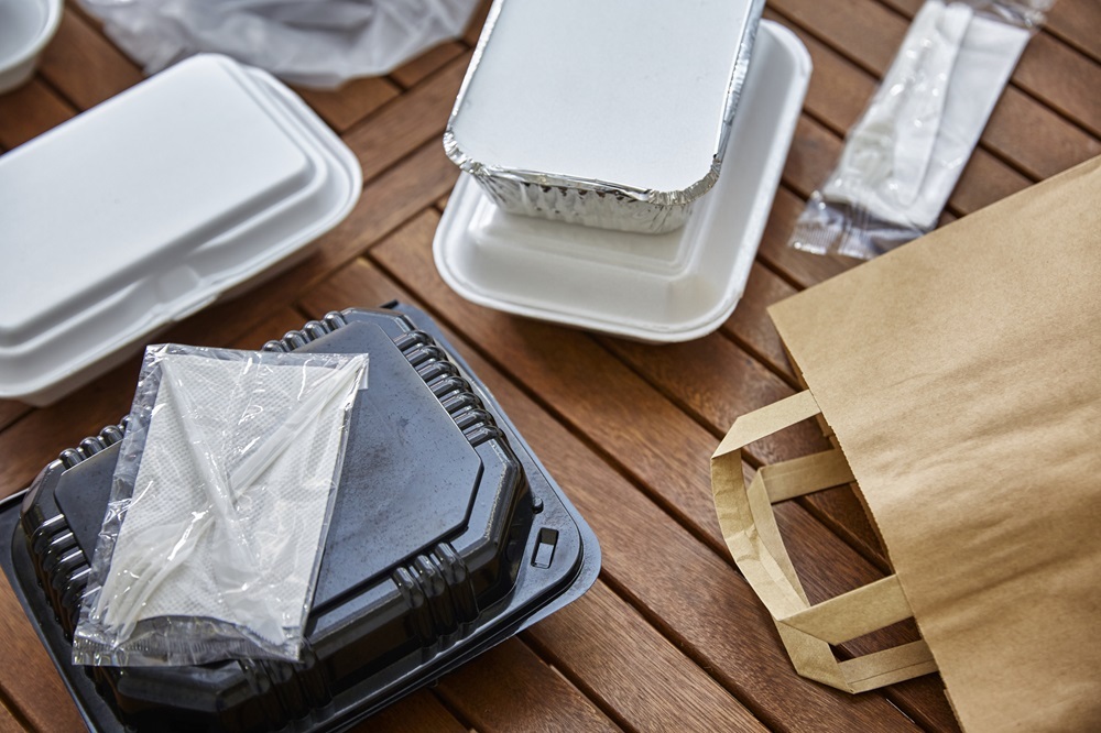 Various types of food packaging.