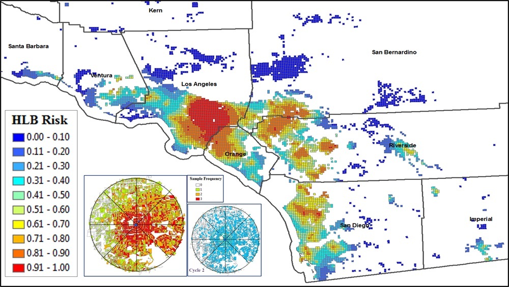 A screenshot of the risk-based survey for detecting huanglongbing (HLB) in Southern California.