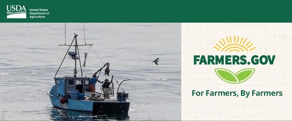 Boat in Water next to Farmers dot gov logo