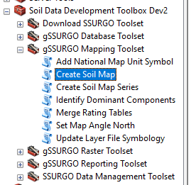 Image of ArcTools - Create Soil Map menu