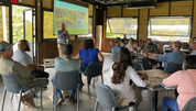ASTC Frank Velazquez speaks to farmers and partners of the Eastern Puerto Rico watersheds Joint Chiefs Initiative project on July 7 2022.