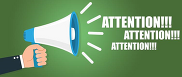 graphic of bullhorn with Attention