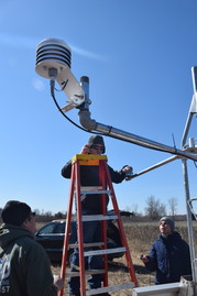 NRCS and tribal staff finish completion of a climate monitoring station on the Saginaw Chippewa Indian Tribe reservation near Mt. Pleasant. 