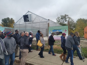 Attendees of the NRCS National Leadership Team meeting in Detroit visit Oakland Avenue Farm.