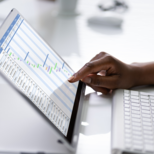 Person entering information on a computer