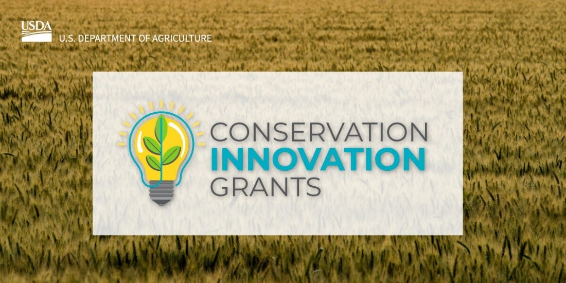 Banner stating Conservation Innovation Grants with crops as background image