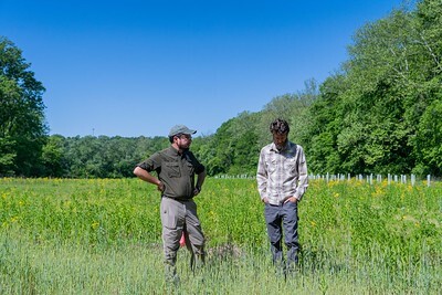 men in field