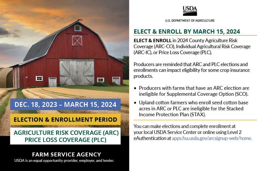 Agriculture Risk Coverage And Price Loss Coverage Programs Receive 2018   Fsa Arc Plc Applicationdeadline Postcard 24 Graphic Original 