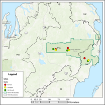 Map with legend of soil survey area in the Huron National Forest.