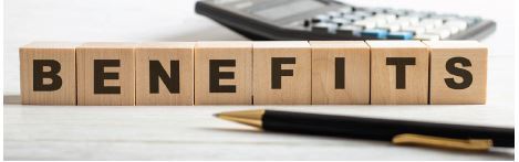 Benefits spelled out with little wooden tiles