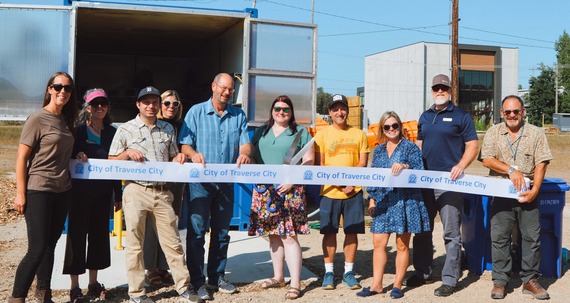 A ribbon cutting was held for Traverse City's new food waste composting facility which was purchased with a grant from the USDA.