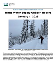 January 2025 NRCS Idaho Water Supply Outlook Report cover depicting wintery forest scene