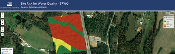 aerial photography map showing soil runoff